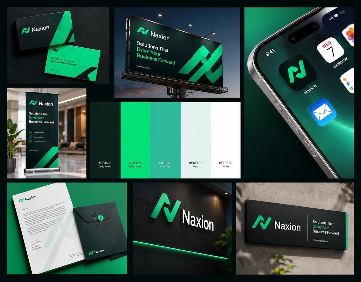 Naxion brand mockups detail